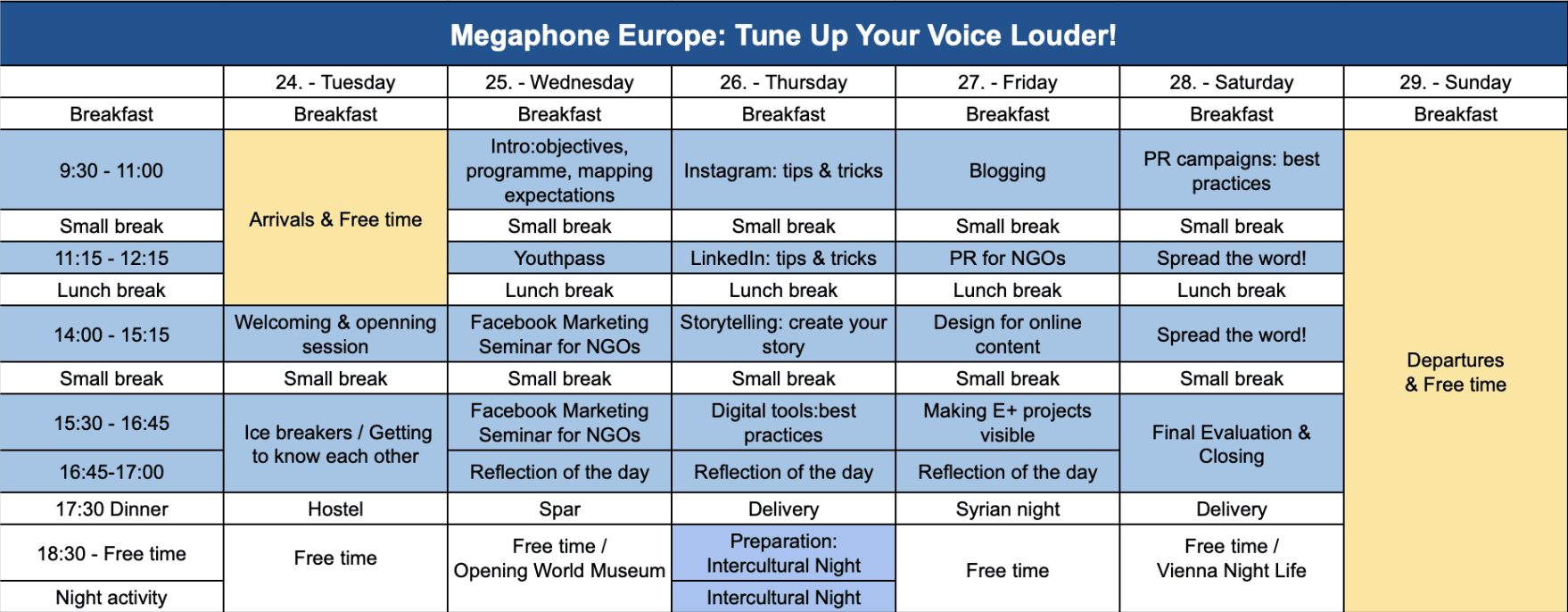 Megaphone Europe Zeitplan